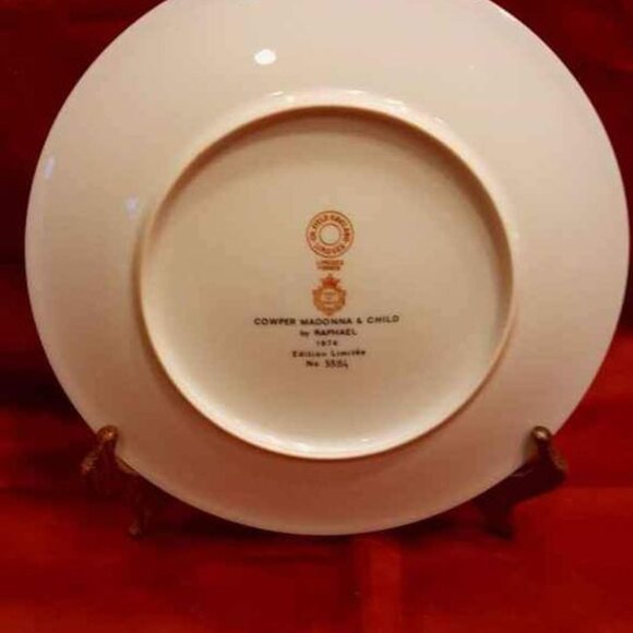 VTG HAVILA D LIMOGES COWPER "MADONNA & CHILD" DISPLAY PLATE BY RAFFAEL 1974 - Picture 2 of 3